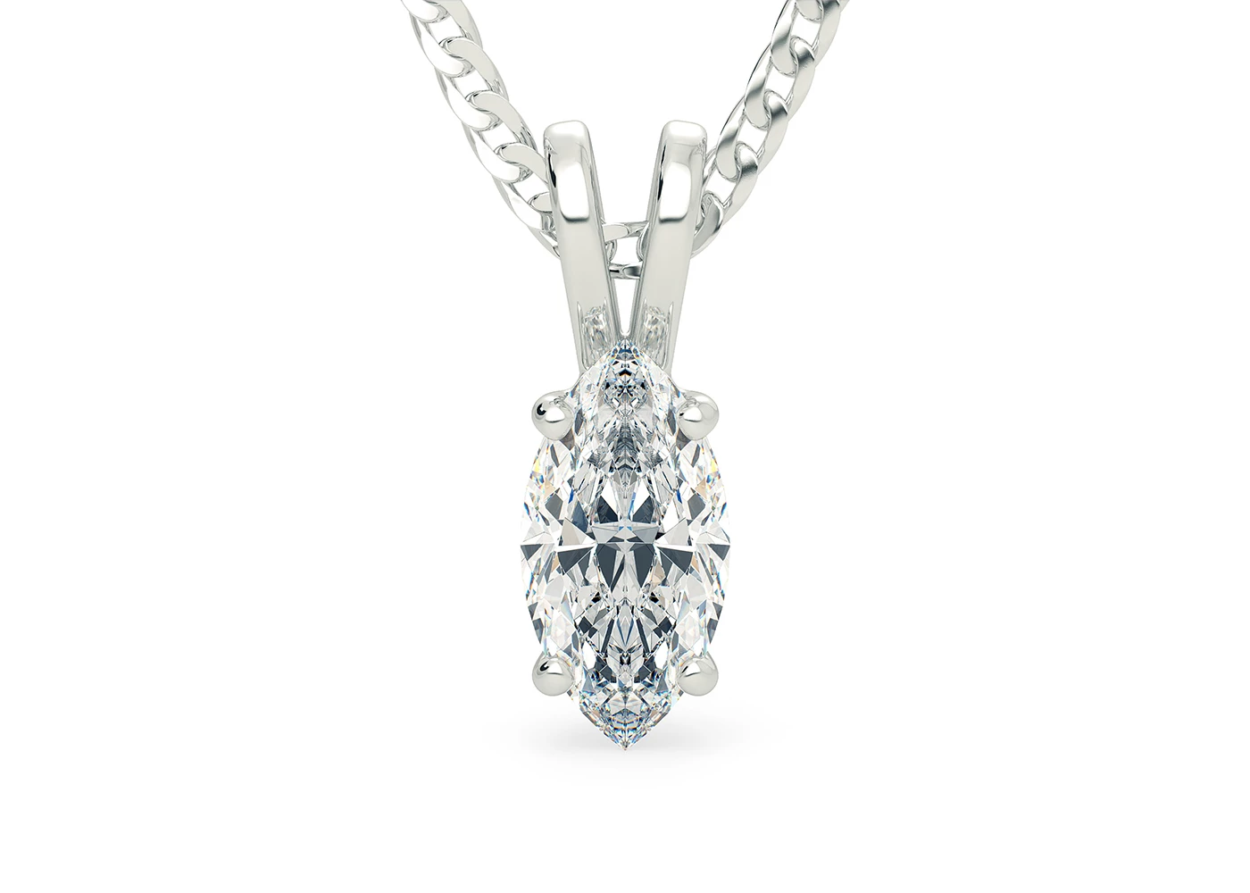 One Carat Marquise Diamond Pendant in 9K White Gold