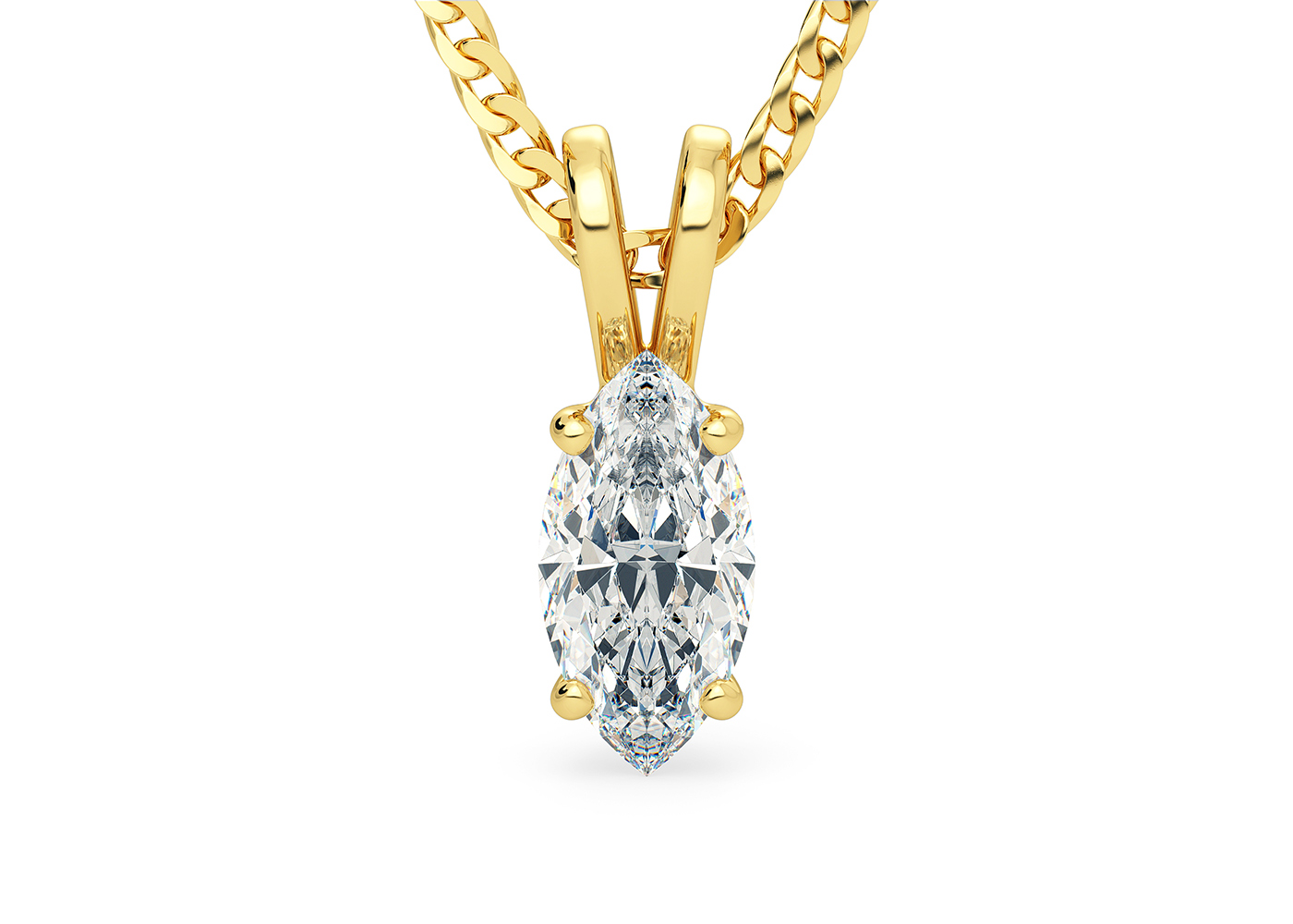 Half Carat Marquise Diamond Pendant in 18K Yellow Gold