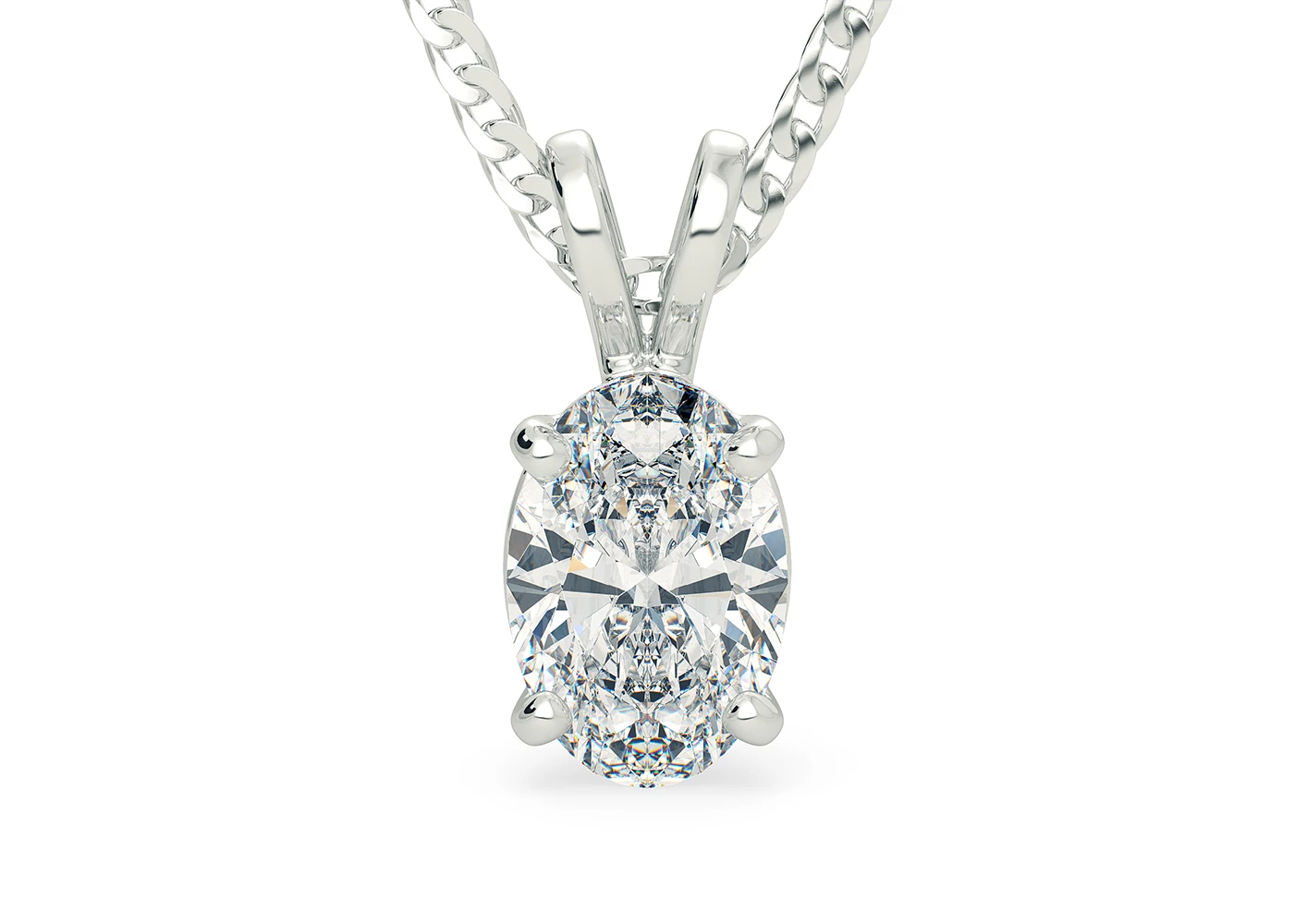 Oval Ettore Diamond Pendant in Platinum