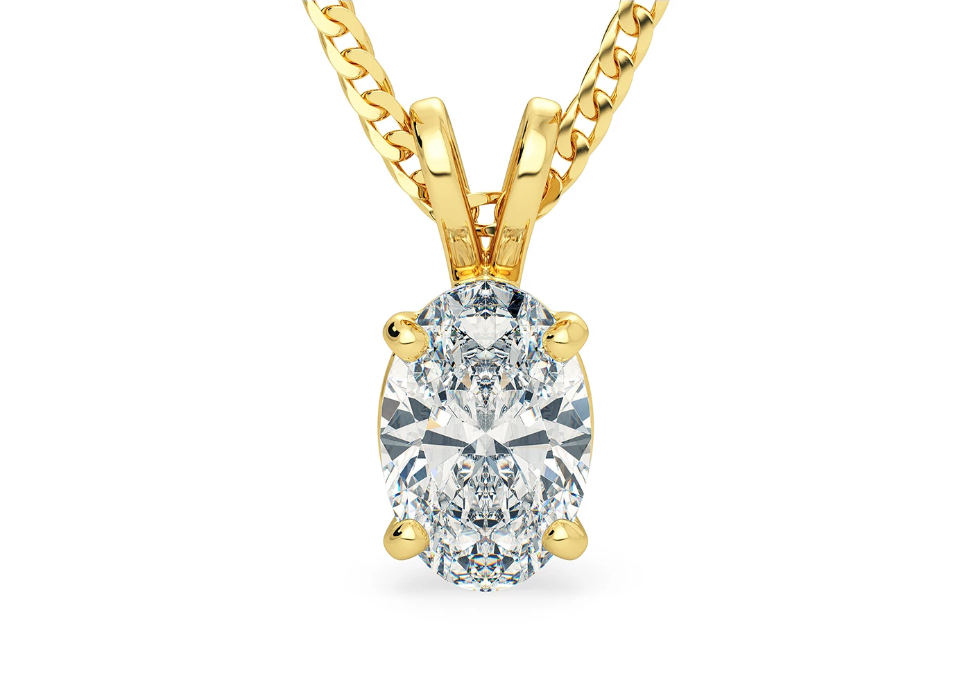 One Carat Oval Diamond Pendant in 18K Yellow Gold