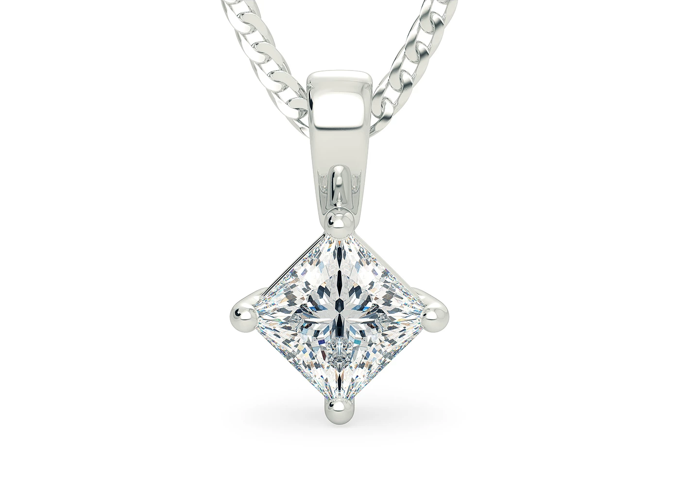 Princess Ettore Diamond Pendant in 18K White Gold