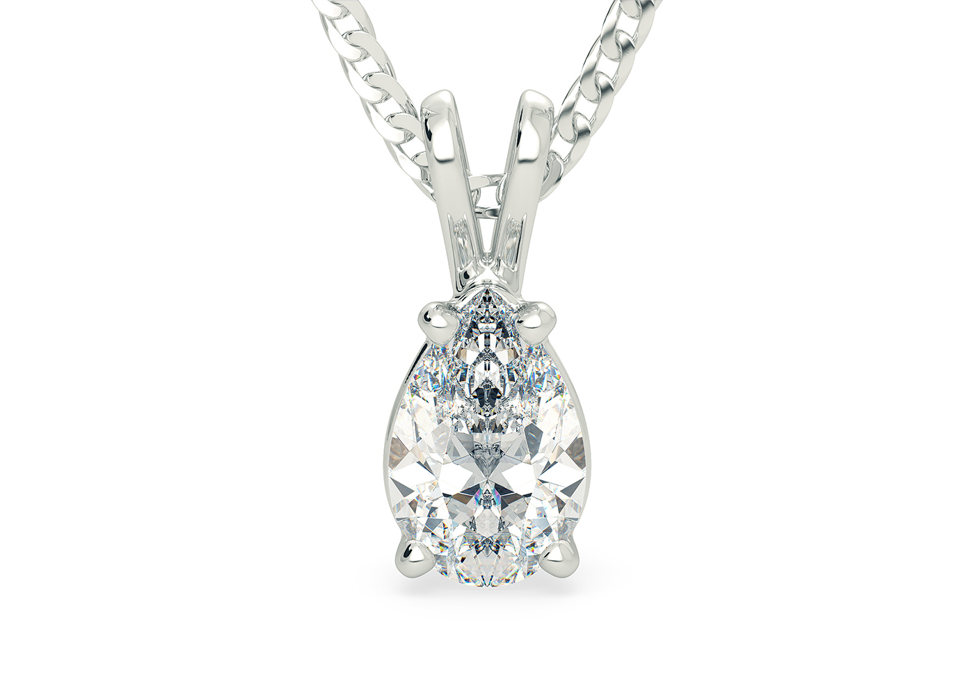 Two Carat Pear Diamond Pendant in Platinum 950