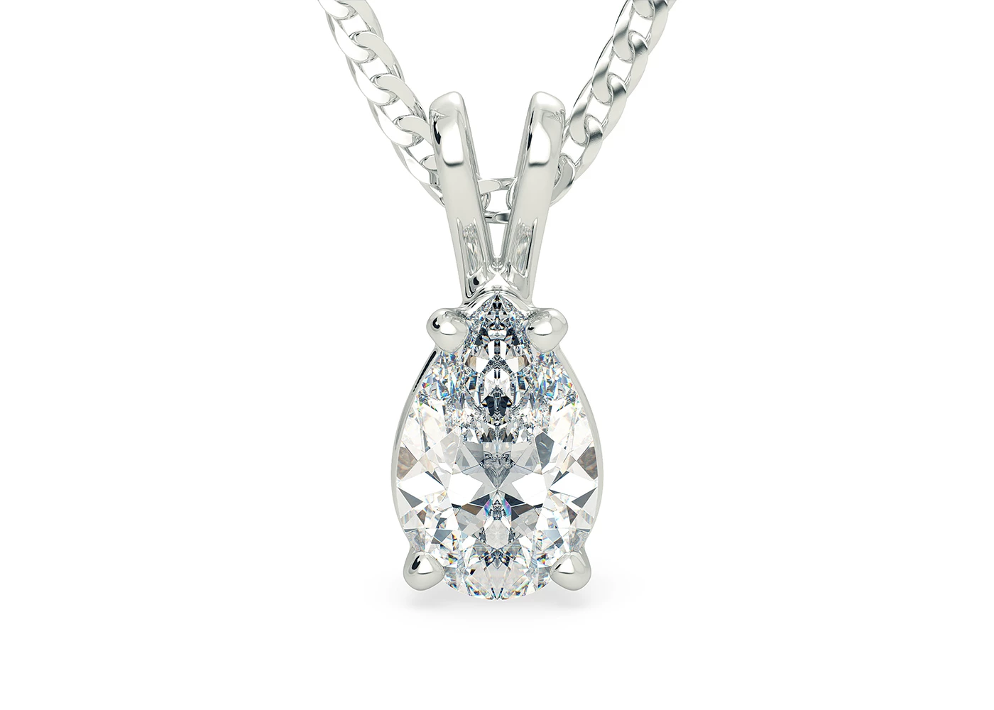 One Carat Pear Diamond Pendant in Platinum 950