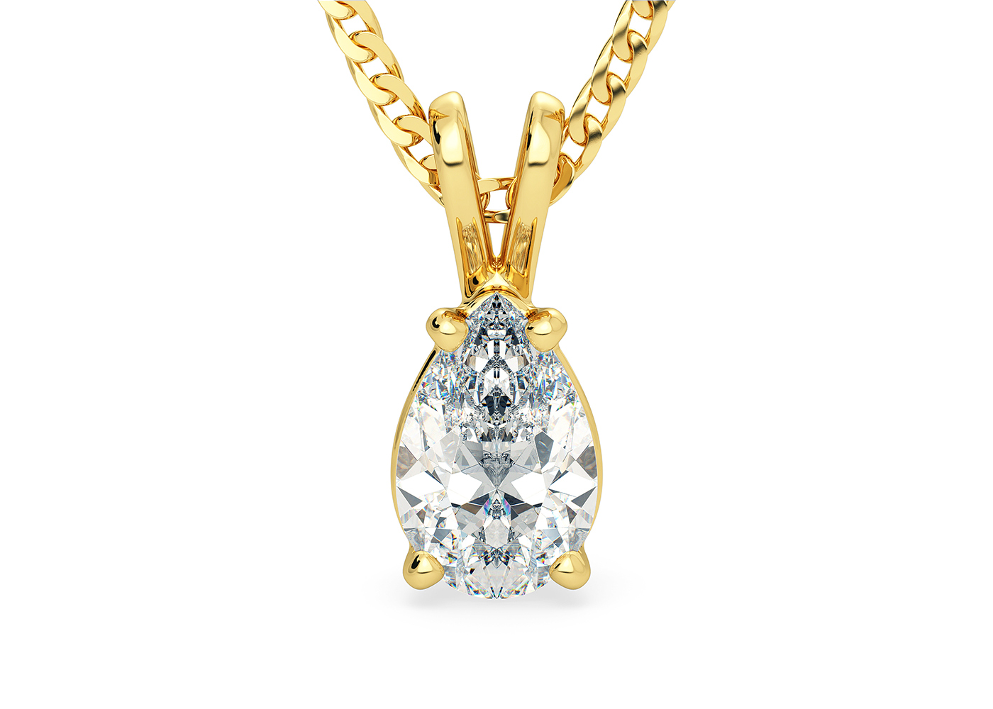 Half Carat Pear Diamond Pendant in 18K Yellow Gold
