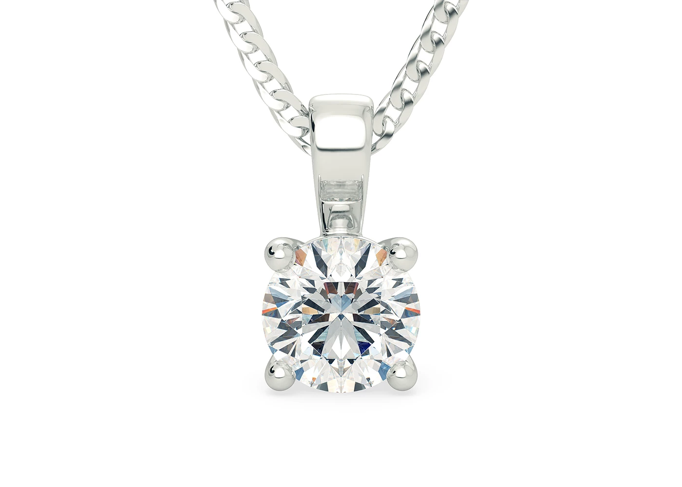 Round Brilliant Ettore Diamond Pendant in 18K White Gold