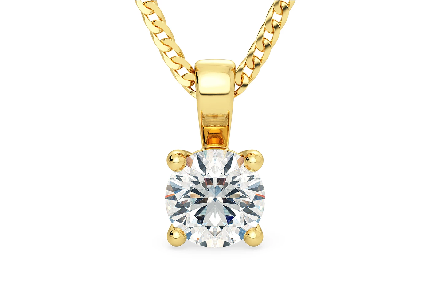 One Carat Round Brilliant Diamond Pendant in 18K Yellow Gold