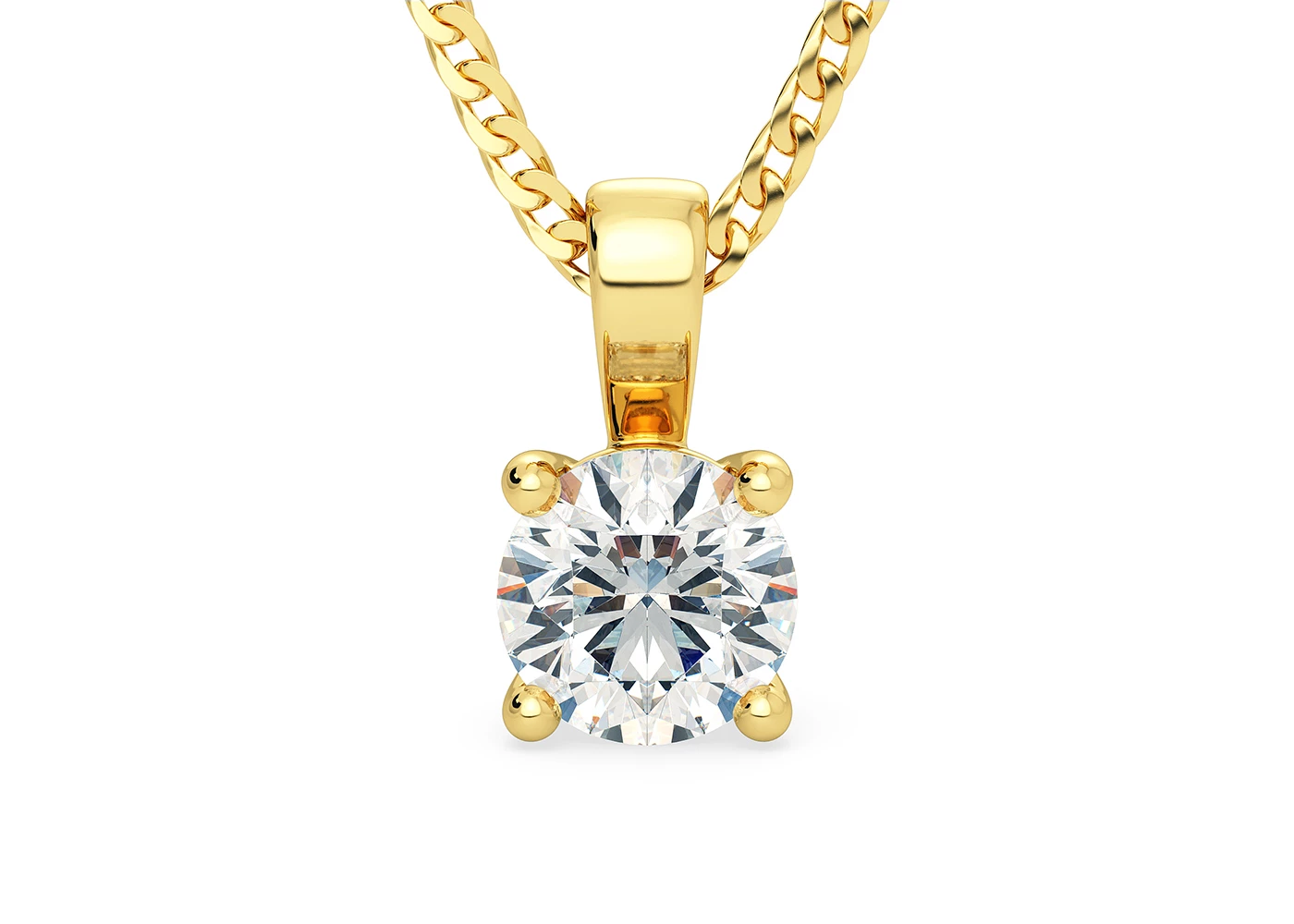 Two Carat Round Brilliant Diamond Pendant in 18K Yellow Gold