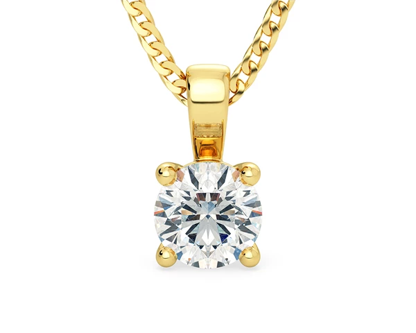 Round Brilliant Ettore Diamond Pendant in 18K Yellow Gold