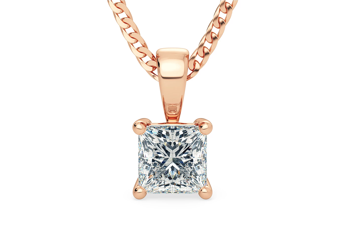 Princess Mirabelle Diamond Pendant in 18K Rose Gold