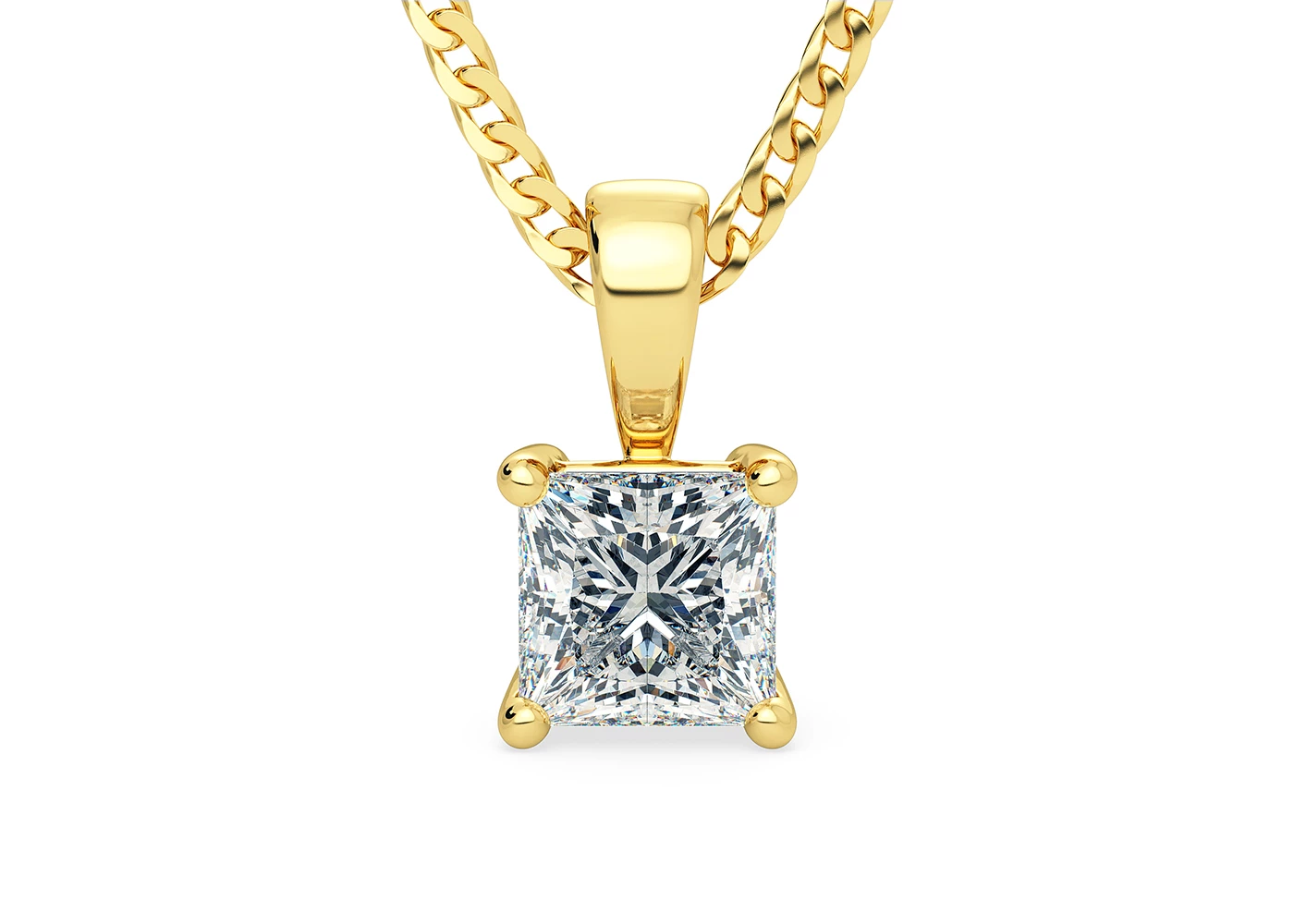 Princess Mirabelle Diamond Pendant in 18K Yellow Gold