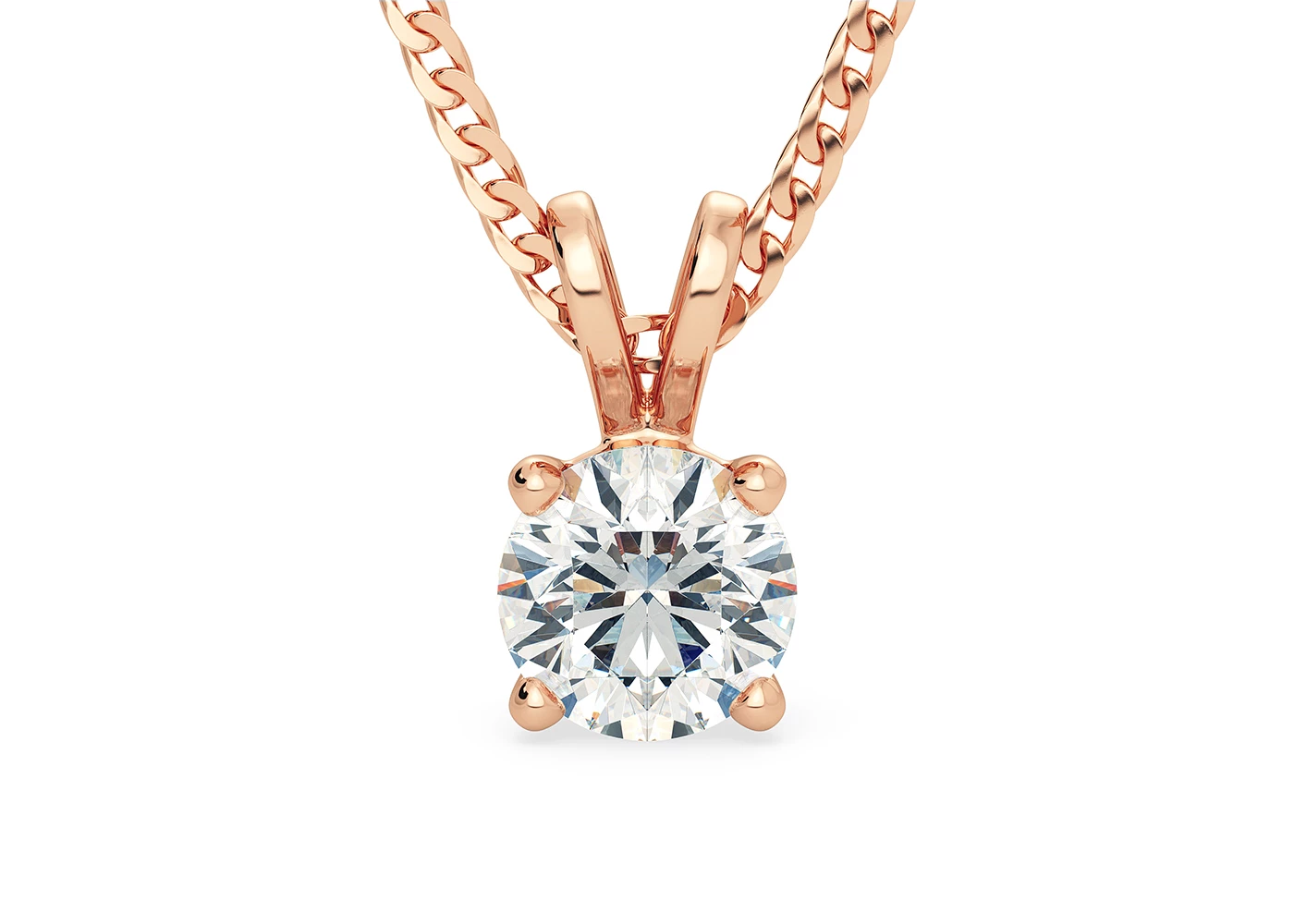 Round Brilliant Mirabelle Diamond Pendant in 18K Rose Gold