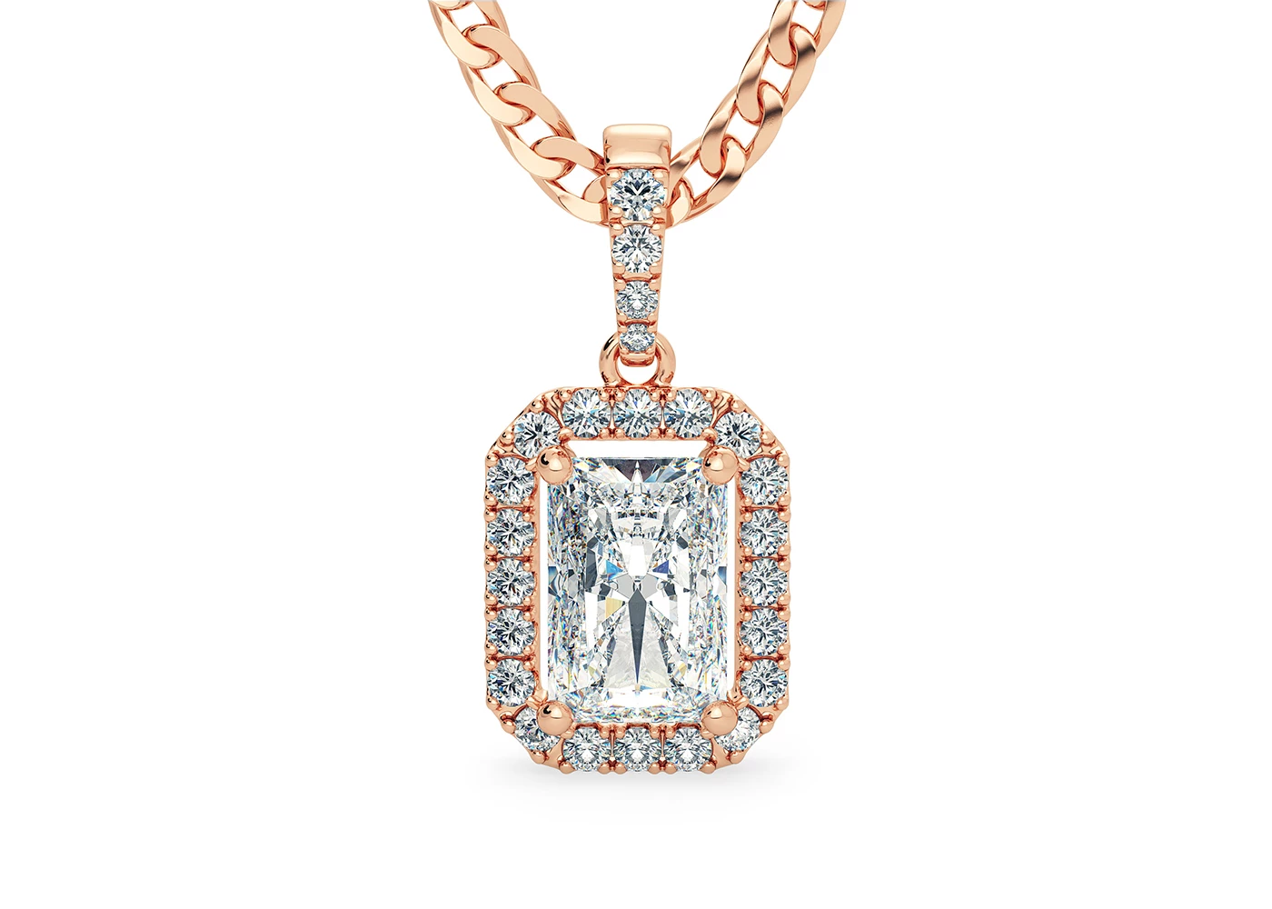 Emerald Bijou Diamond Pendant in 18K Rose Gold