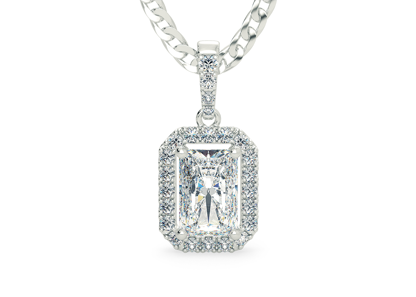 Emerald Bijou Diamond Pendant in 18K White Gold