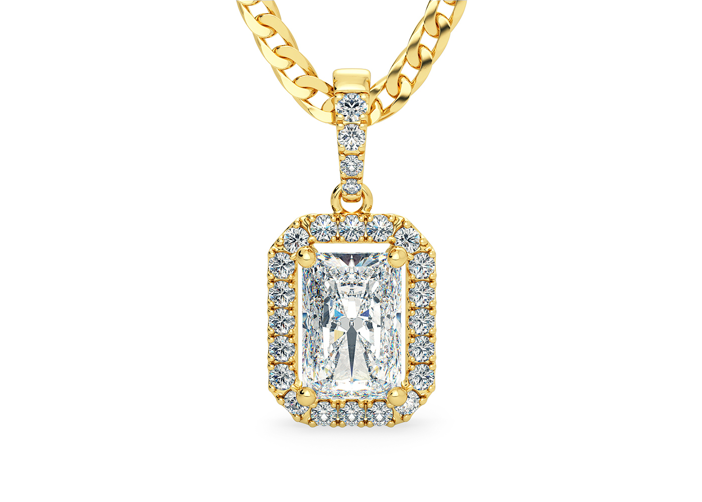 Emerald Bijou Diamond Pendant in 18K Yellow Gold