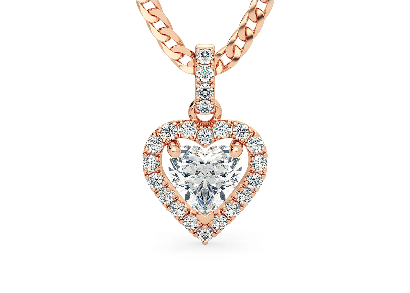 Heart Bijou Diamond Pendant in 18K Rose Gold