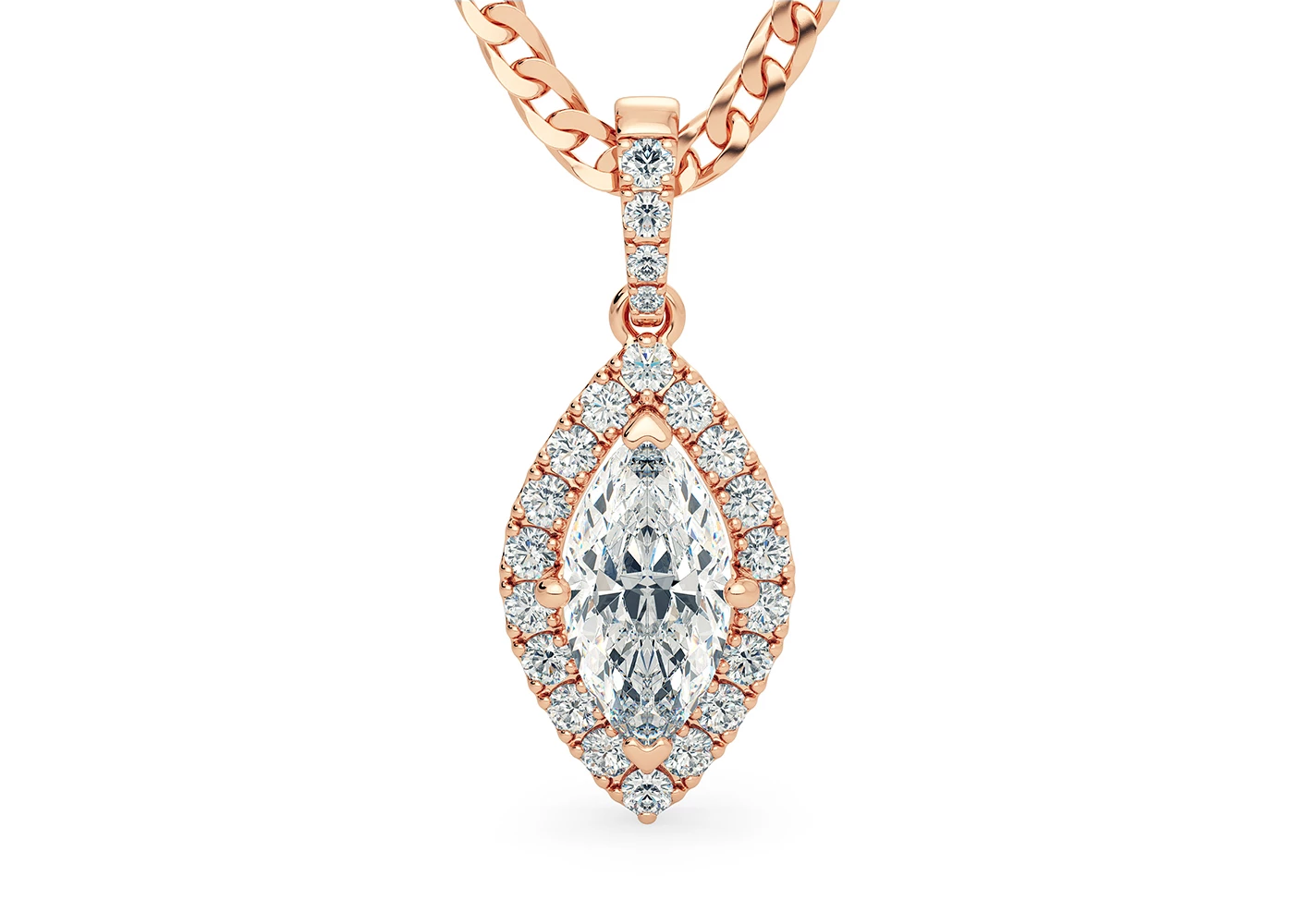 Marquise Bijou Diamond Pendant in 18K Rose Gold