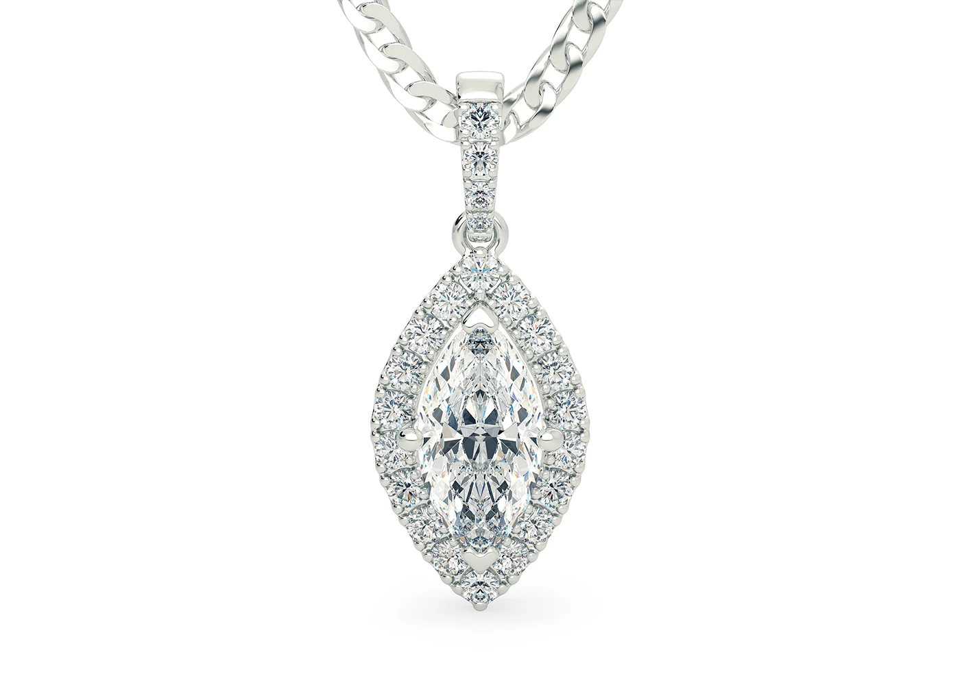 Marquise Bijou Diamond Pendant in 18K White Gold