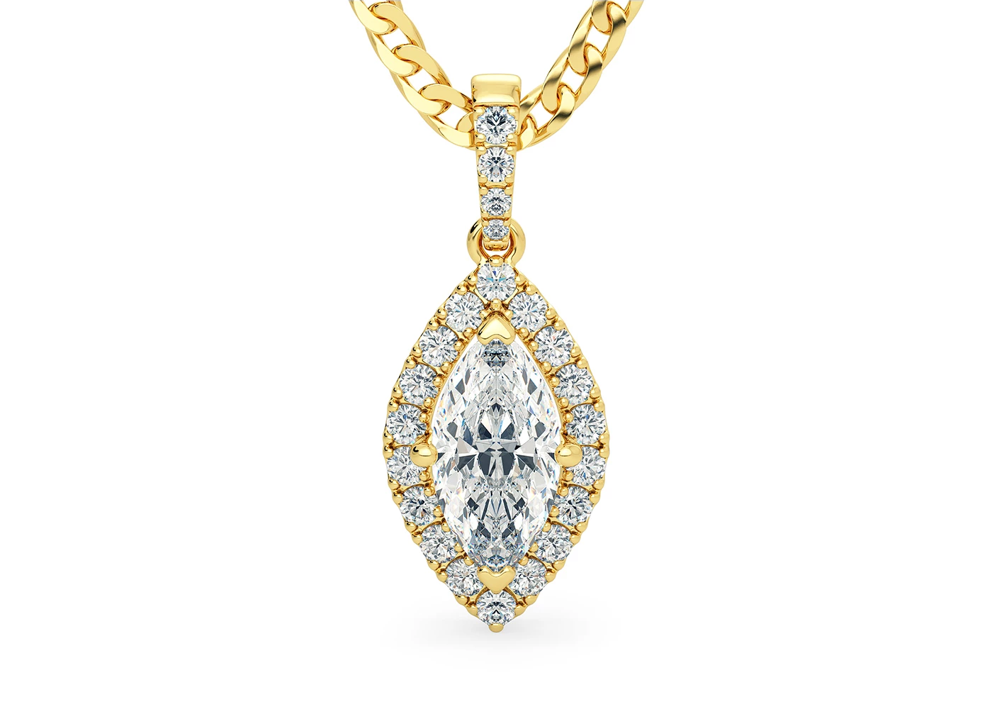 Marquise Bijou Diamond Pendant in 18K Yellow Gold