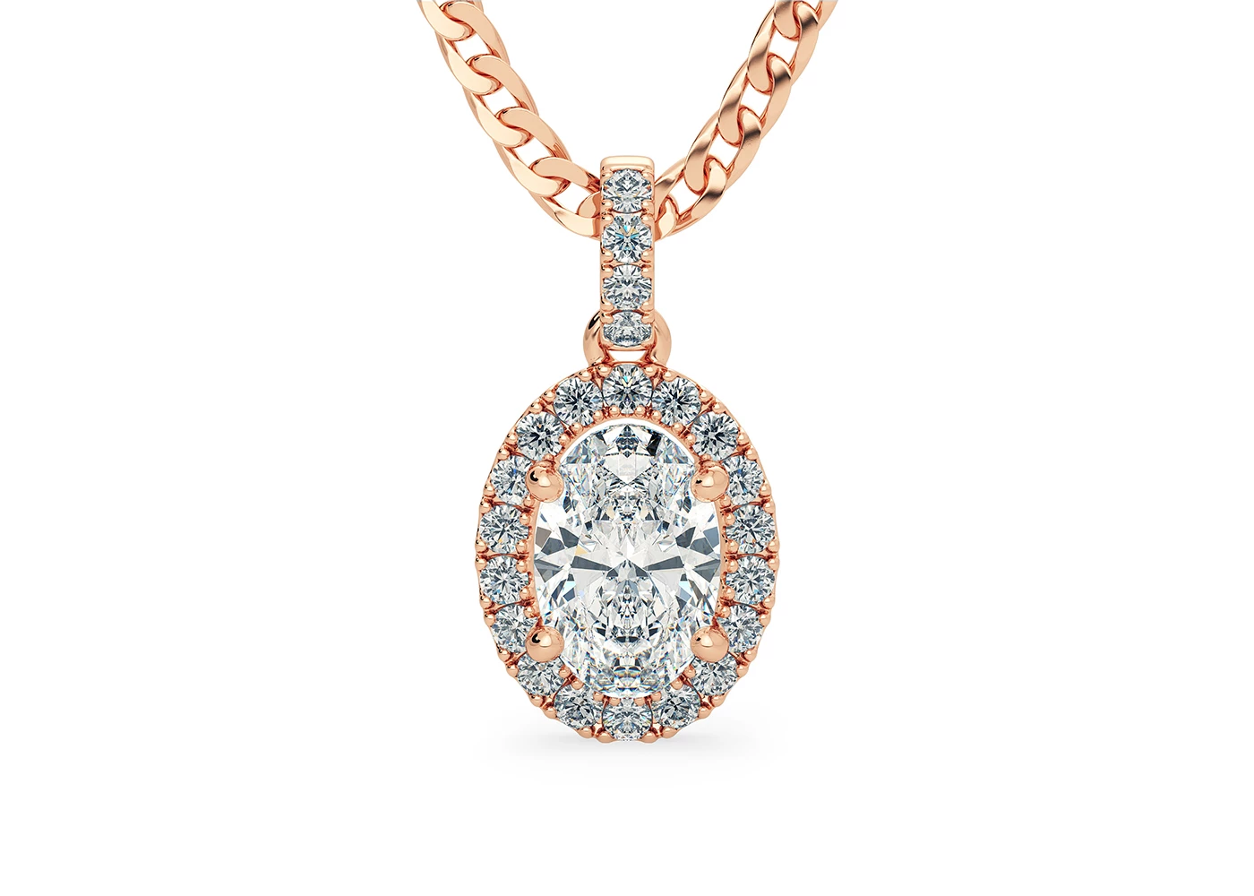 Oval Bijou Diamond Pendant in 18K Rose Gold