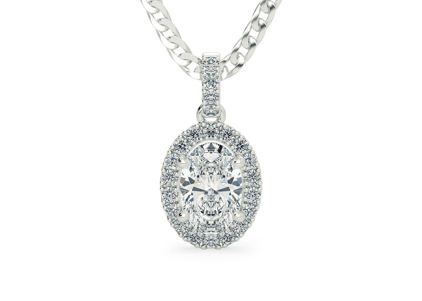 Oval Bijou Diamond Pendant in Platinum