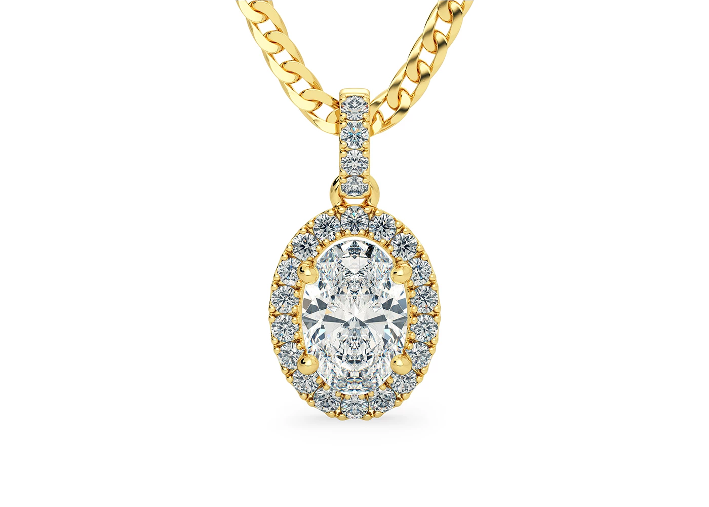 Oval Bijou Diamond Pendant in 18K Yellow Gold