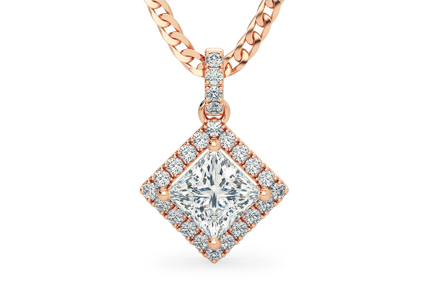 Princess Bijou Diamond Pendant in 18K Rose Gold