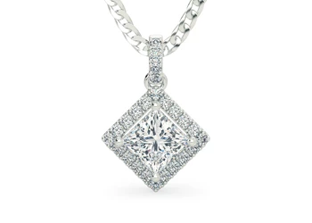 Princess Bijou Diamond Pendant in 18K White Gold