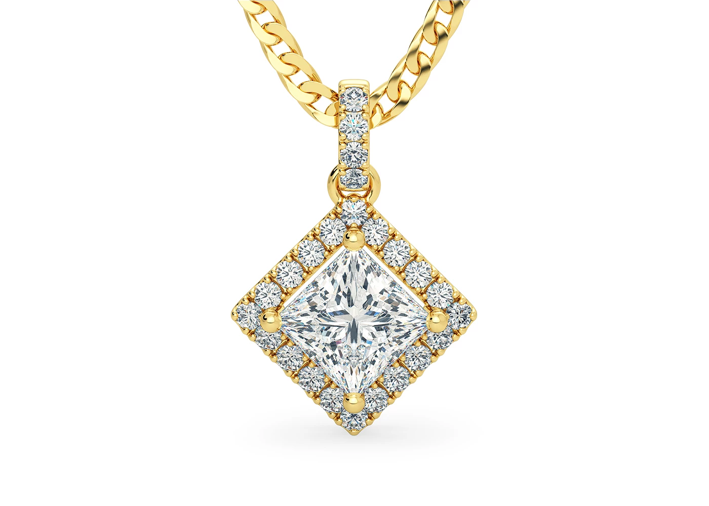 Princess Bijou Diamond Pendant in 18K Yellow Gold