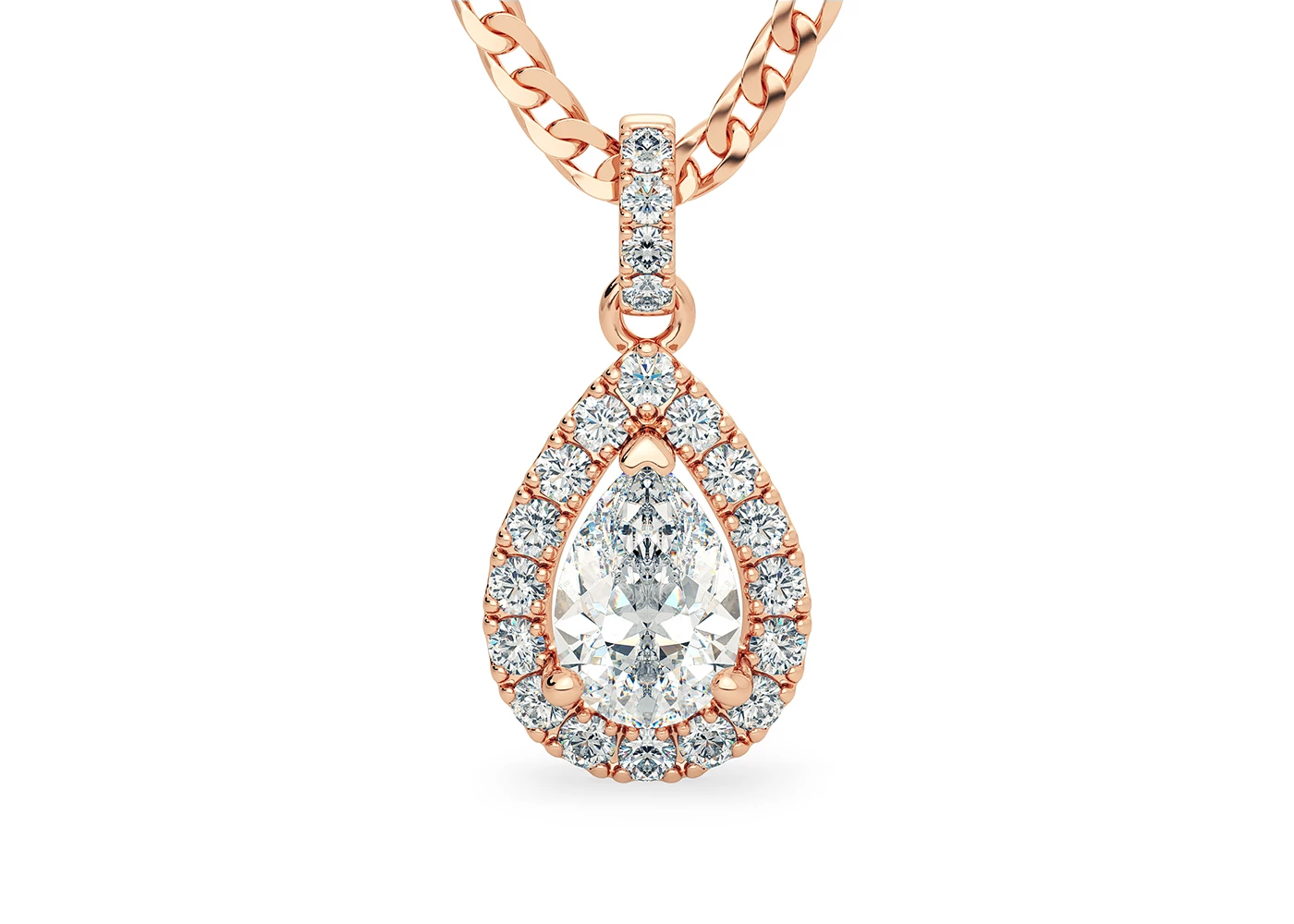 Pear Bijou Diamond Pendant in 18K Rose Gold