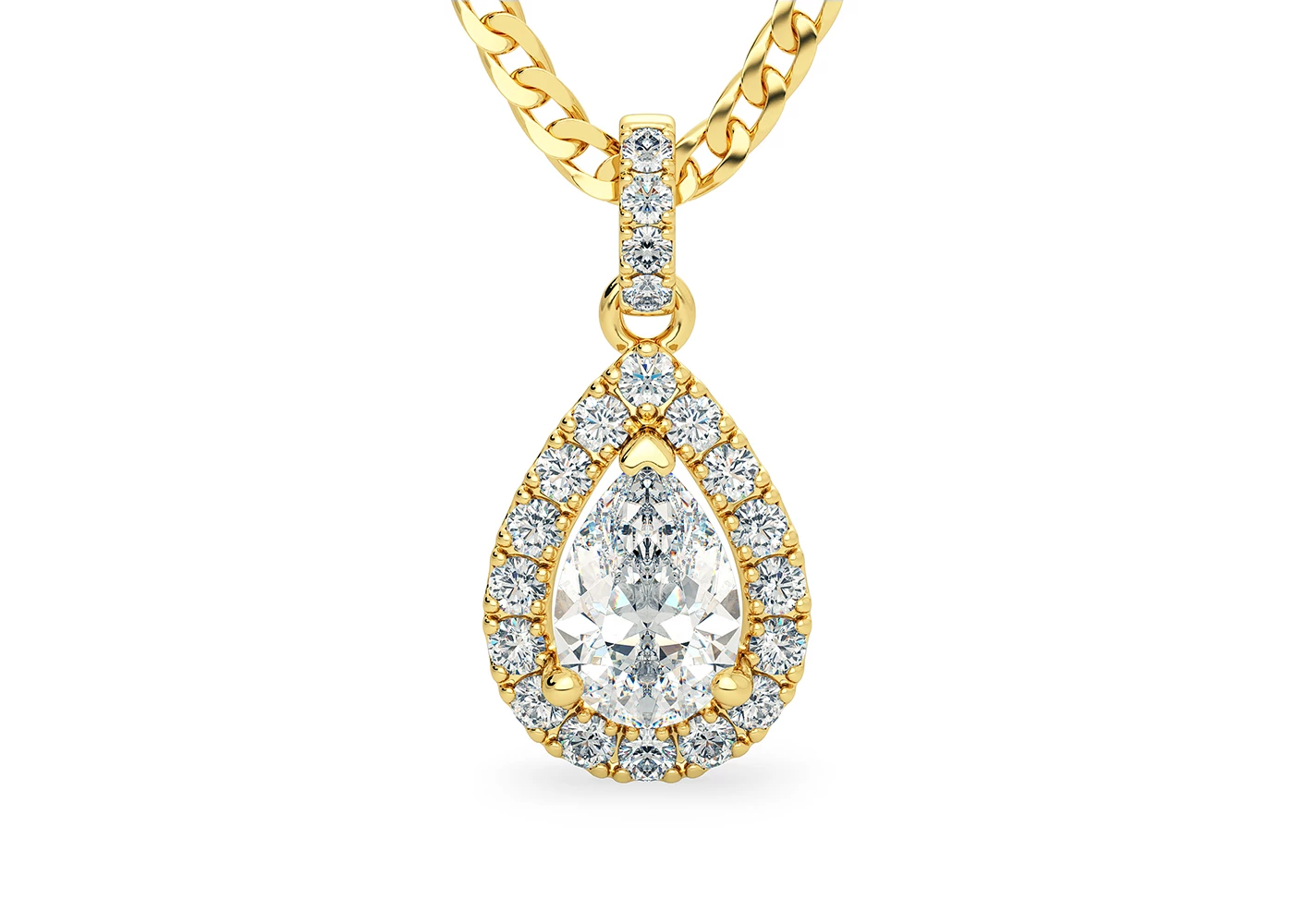 Pear Bijou Diamond Pendant in 18K Yellow Gold
