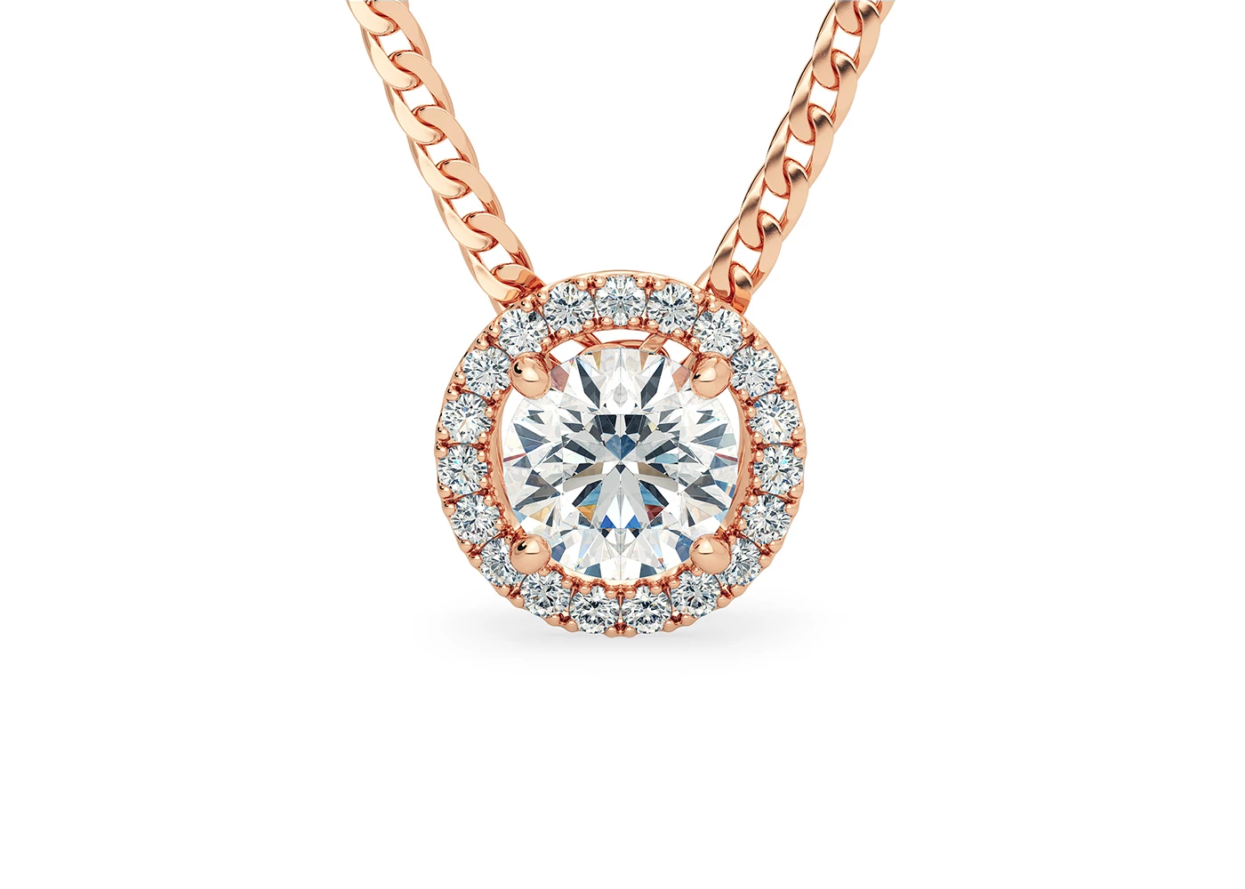 Round Brilliant Bijou Diamond Pendant in 18K Rose Gold