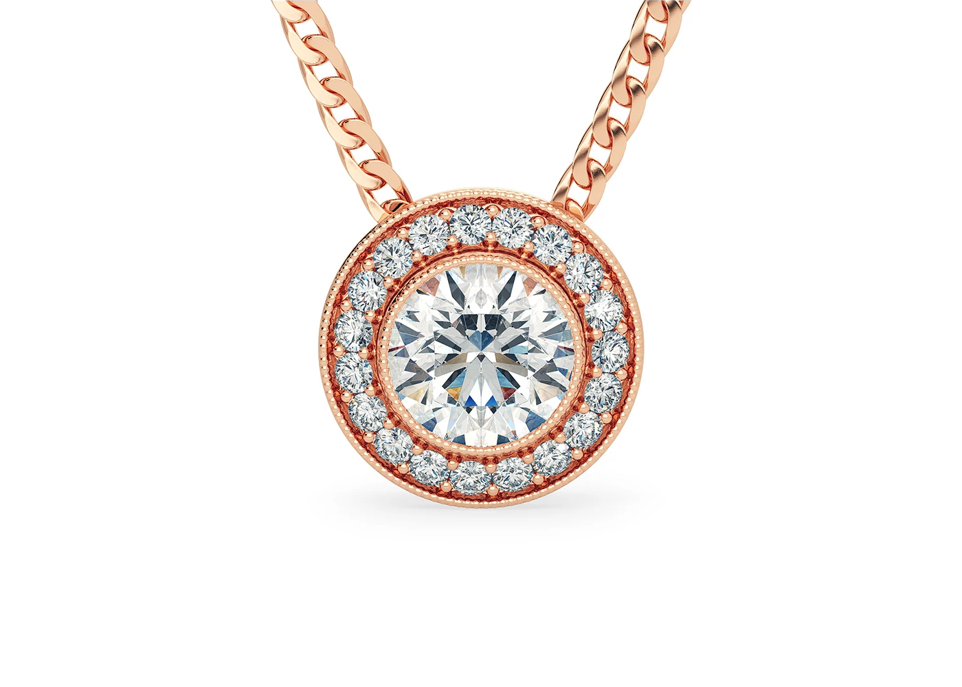 Round Brilliant Dante Diamond Pendant in 18K Rose Gold