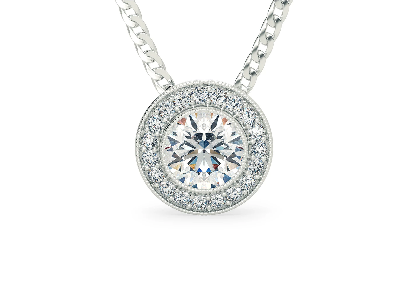 Round Brilliant Dante Diamond Pendant in 18K White Gold