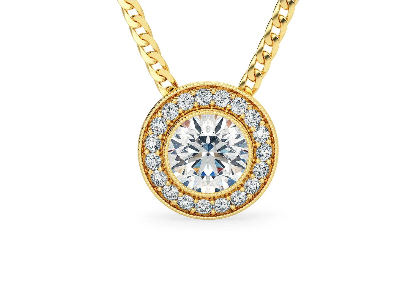 Round Brilliant Dante Diamond Pendant in 18K Yellow Gold