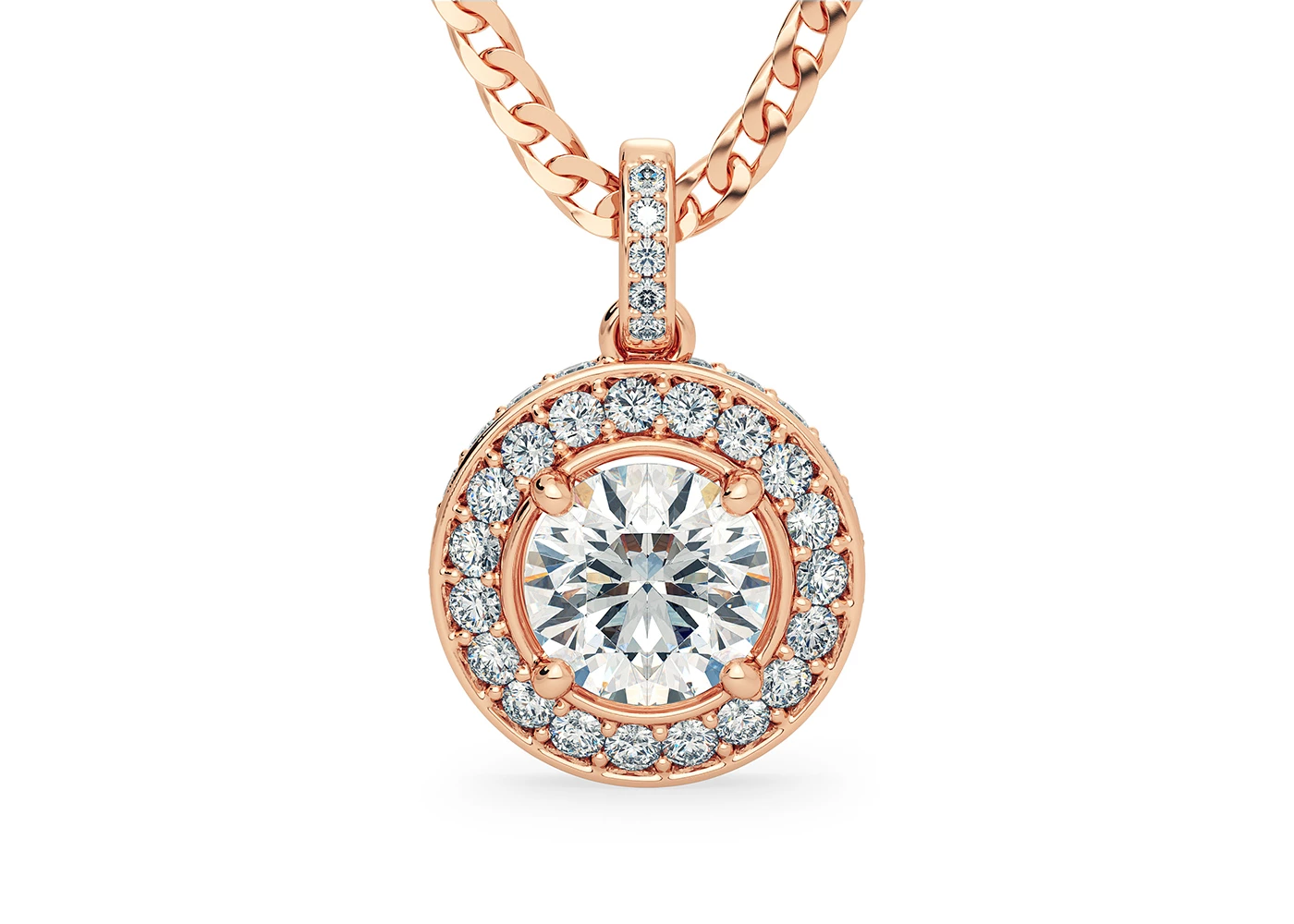 Round Brilliant Bijou Drop Diamond Pendant in 18K Rose Gold