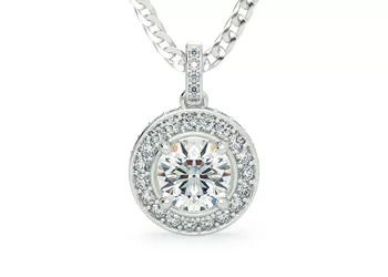 Round Brilliant Bijou Drop Diamond Pendant in Platinum