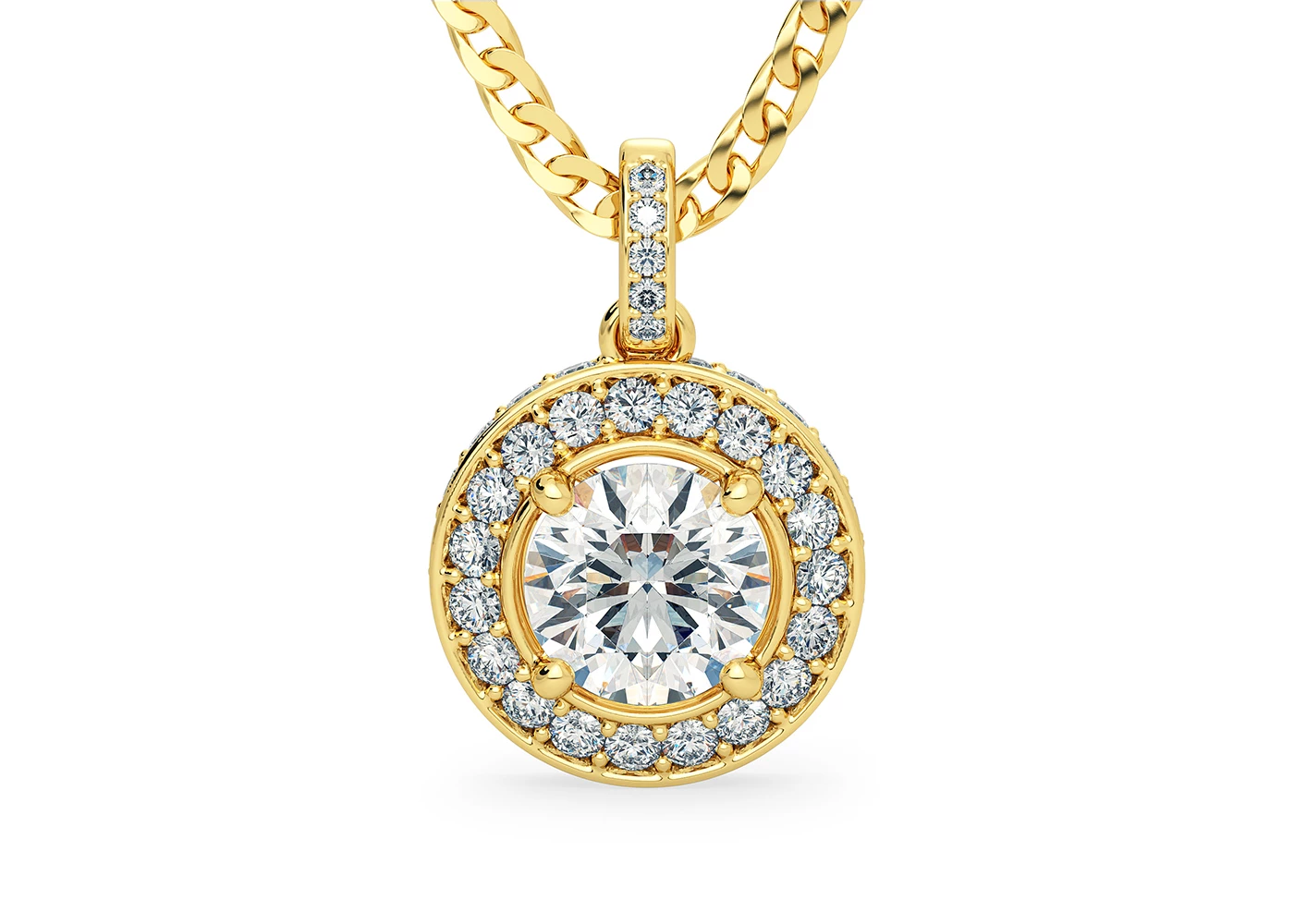 Round Brilliant Bijou Drop Diamond Pendant in 18K Yellow Gold