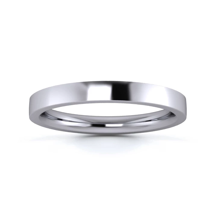 Palladium 950 2.5mm Heavy Weight Flat Court Flat Edge Wedding Ring