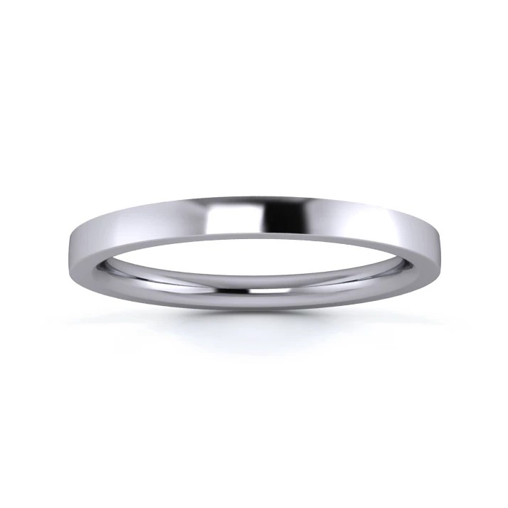 Platinum 950 2mm Heavy Weight Flat Court Flat Edge Wedding Ring