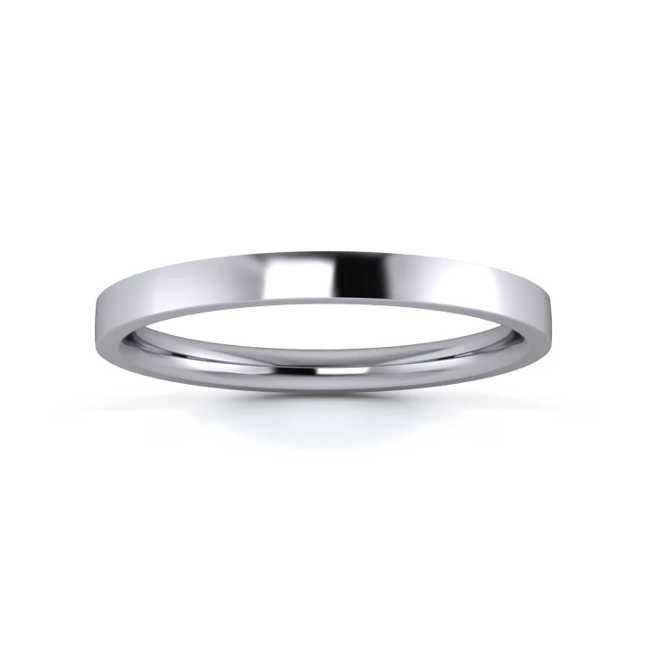 Palladium 950 2mm Medium Weight Flat Court Flat Edge Wedding Ring