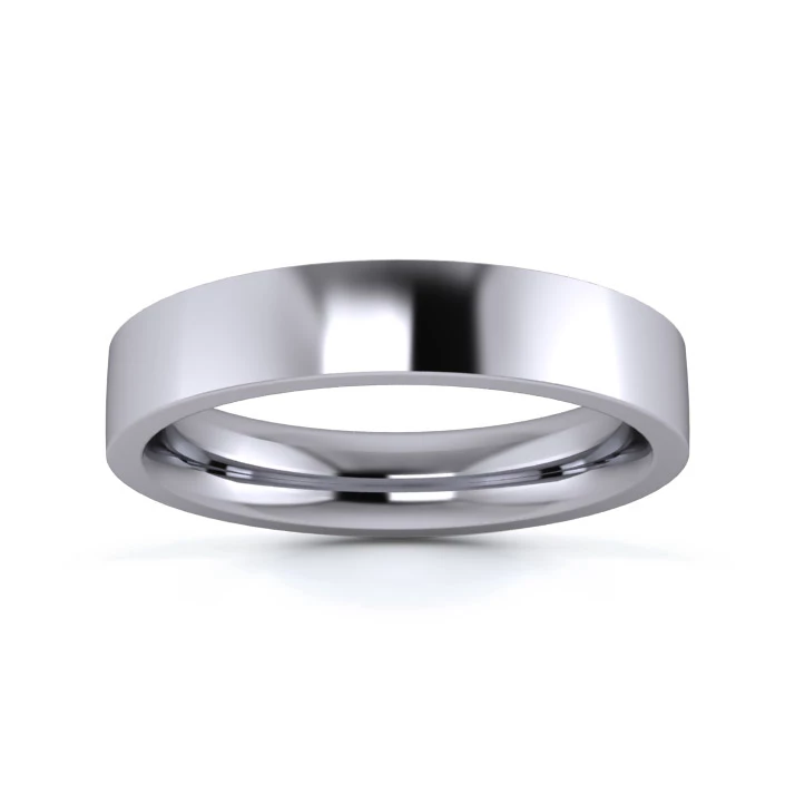 Platinum 950 4mm Heavy Weight Flat Court Flat Edge Wedding Ring