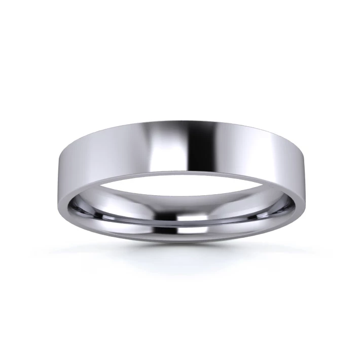 Platinum 950 4mm Light Weight Flat Court Flat Edge Wedding Ring