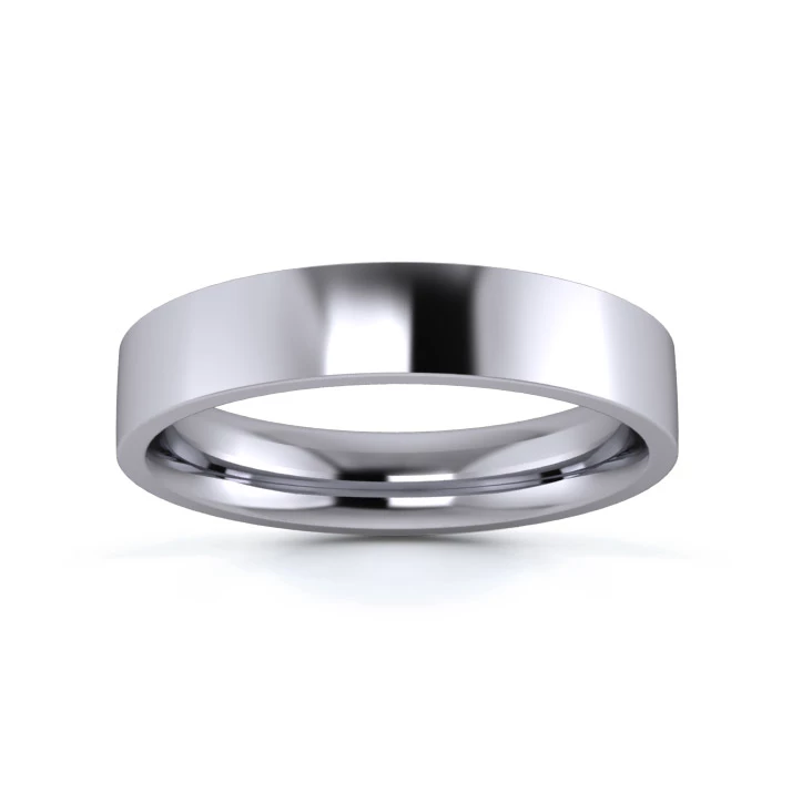 Platinum 950 4mm Medium Weight Flat Court Flat Edge Wedding Ring