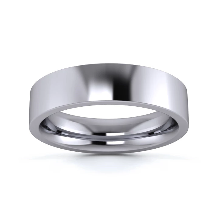 Platinum 950 5mm Heavy Weight Flat Court Flat Edge Wedding Ring