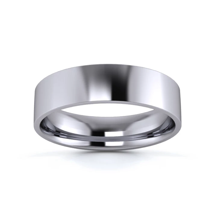 Palladium 950 5mm Light Weight Flat Court Flat Edge Wedding Ring