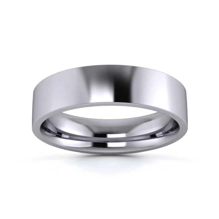 Palladium 950 5mm Medium Weight Flat Court Flat Edge Wedding Ring