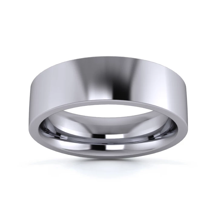 Platinum 950 6mm Heavy Weight Flat Court Flat Edge Wedding Ring