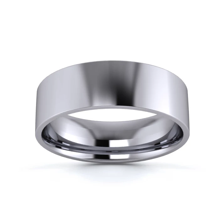 Platinum 950 6mm Light Weight Flat Court Flat Edge Wedding Ring