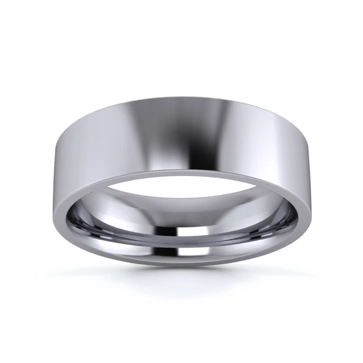 Palladium 950 6mm Medium Weight Flat Court Flat Edge Wedding Ring