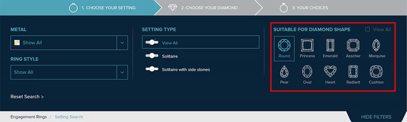 Choose your diamond shape